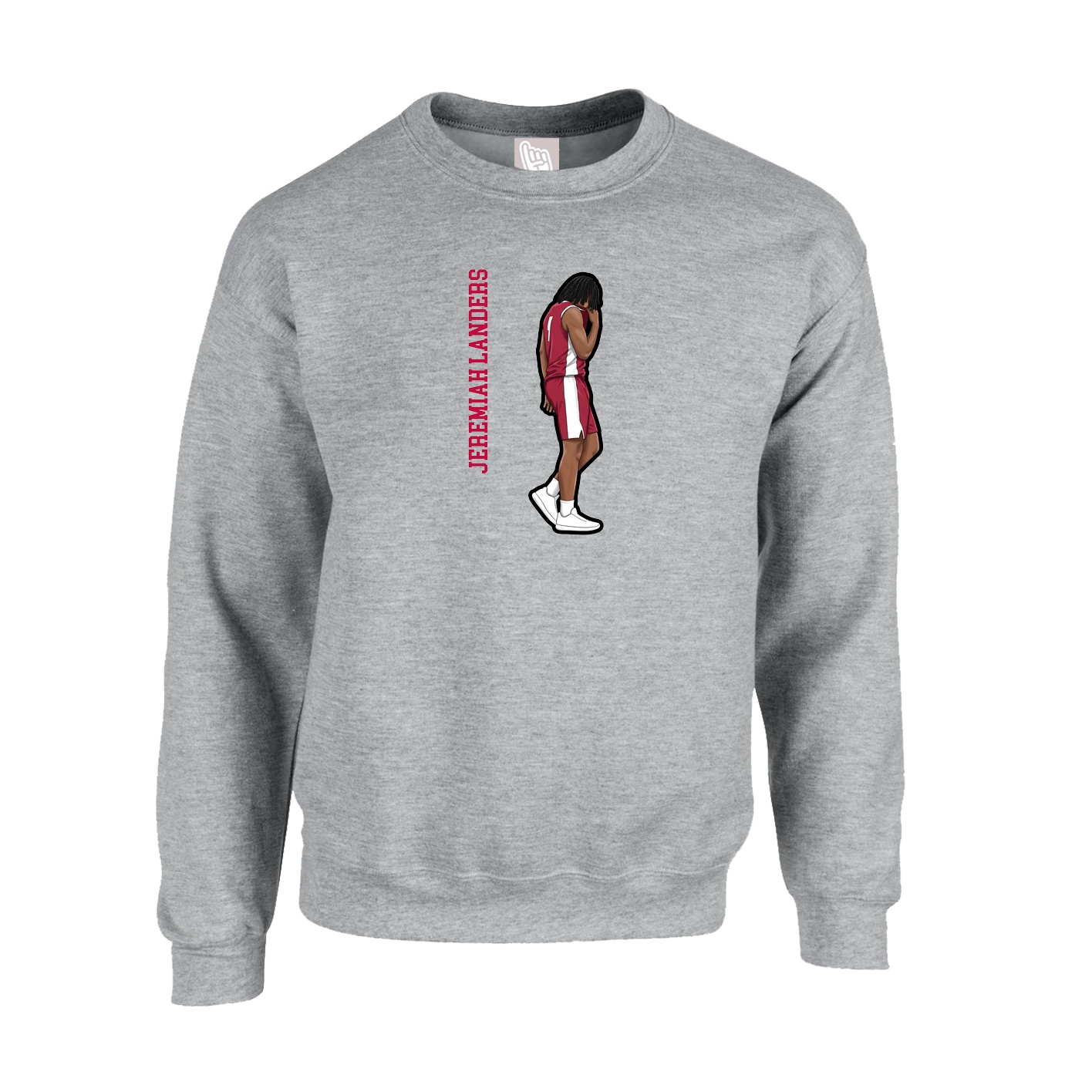 Fleece Crew — Name Vertical in Grey