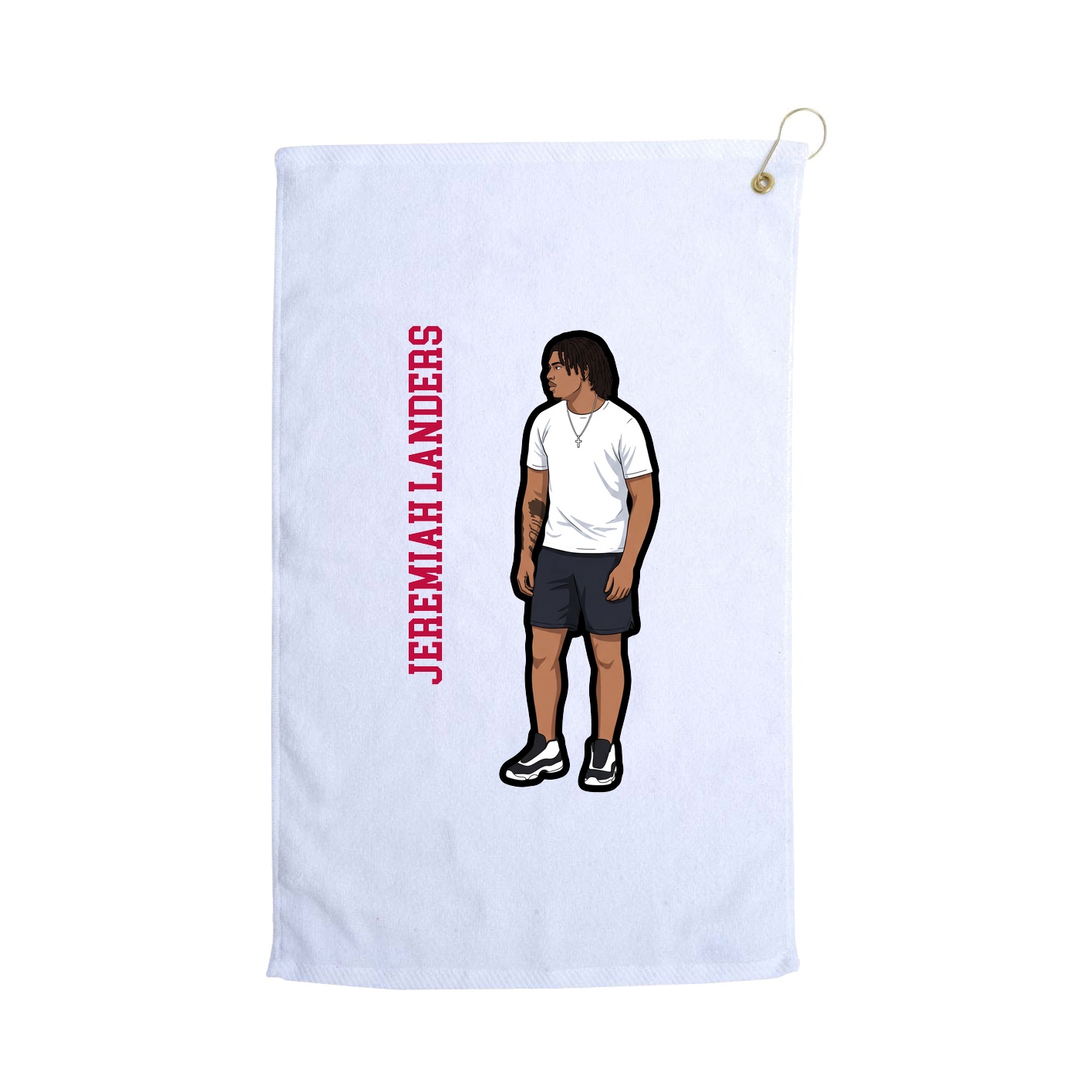 Golf Towel — Name Vertical in White