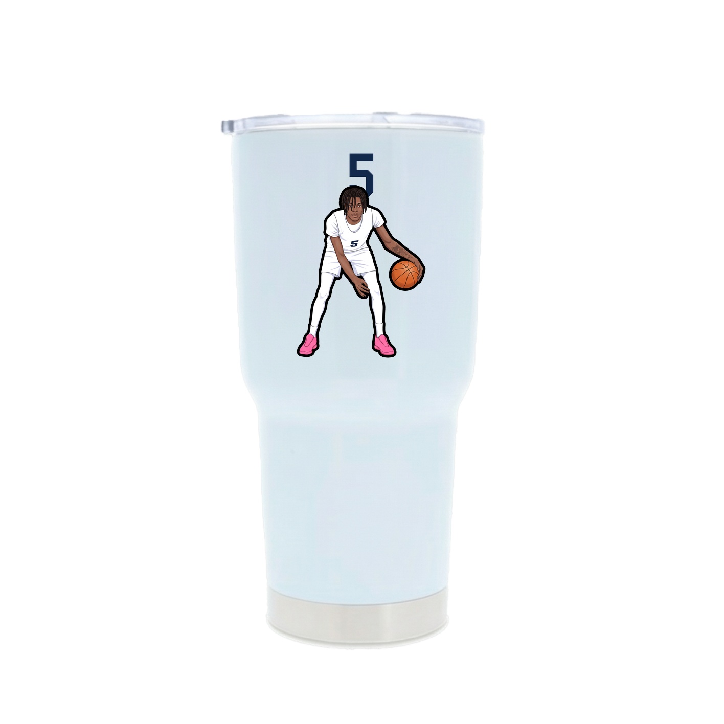 30oz Stainless Steel Tumbler — Number Top in White