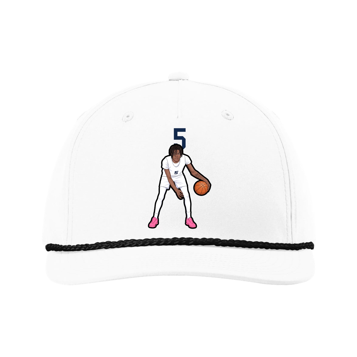 Five-Panel Classic Rope Cap — Number Top in White