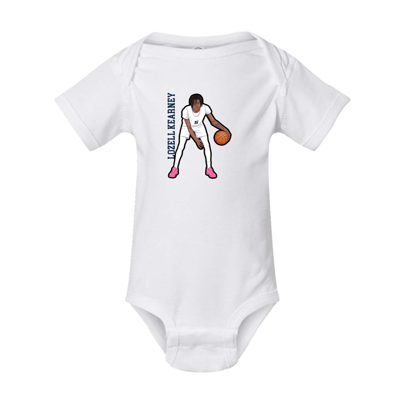 Baby Onesie — Name Vertical in White