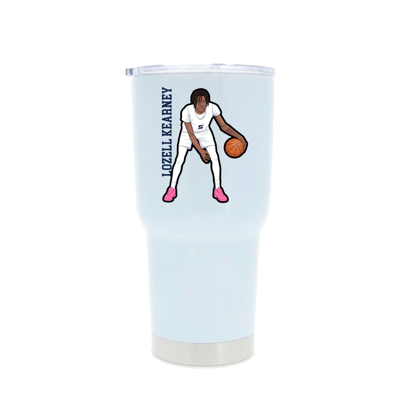 30oz Stainless Steel Tumbler — Name Vertical in White