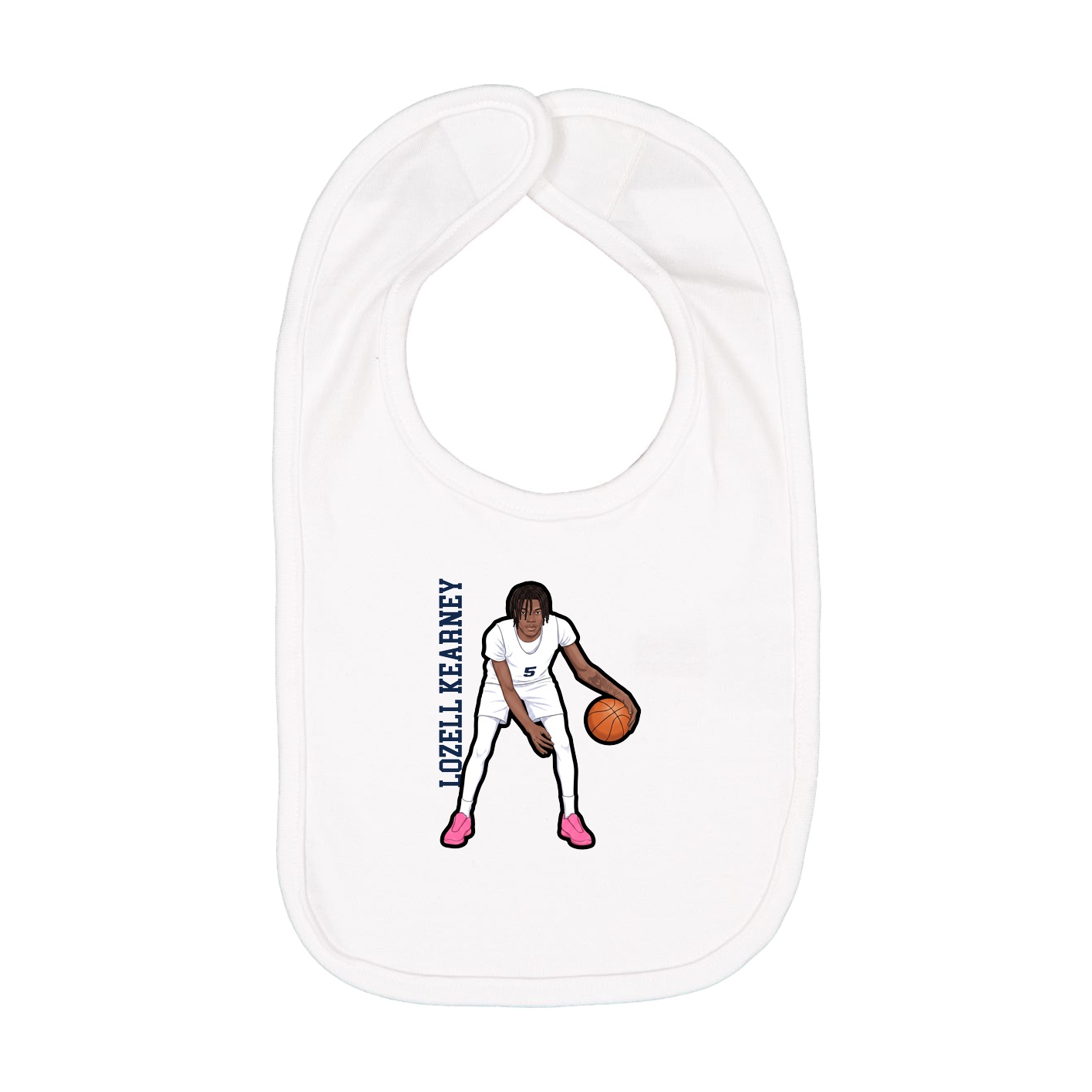 Infant Bib — Name Vertical in White