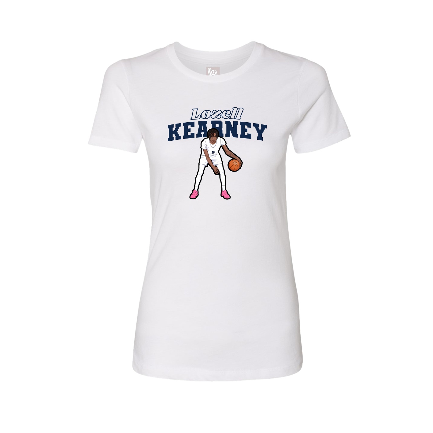 Fitted Women's Tee — Name Arch in White