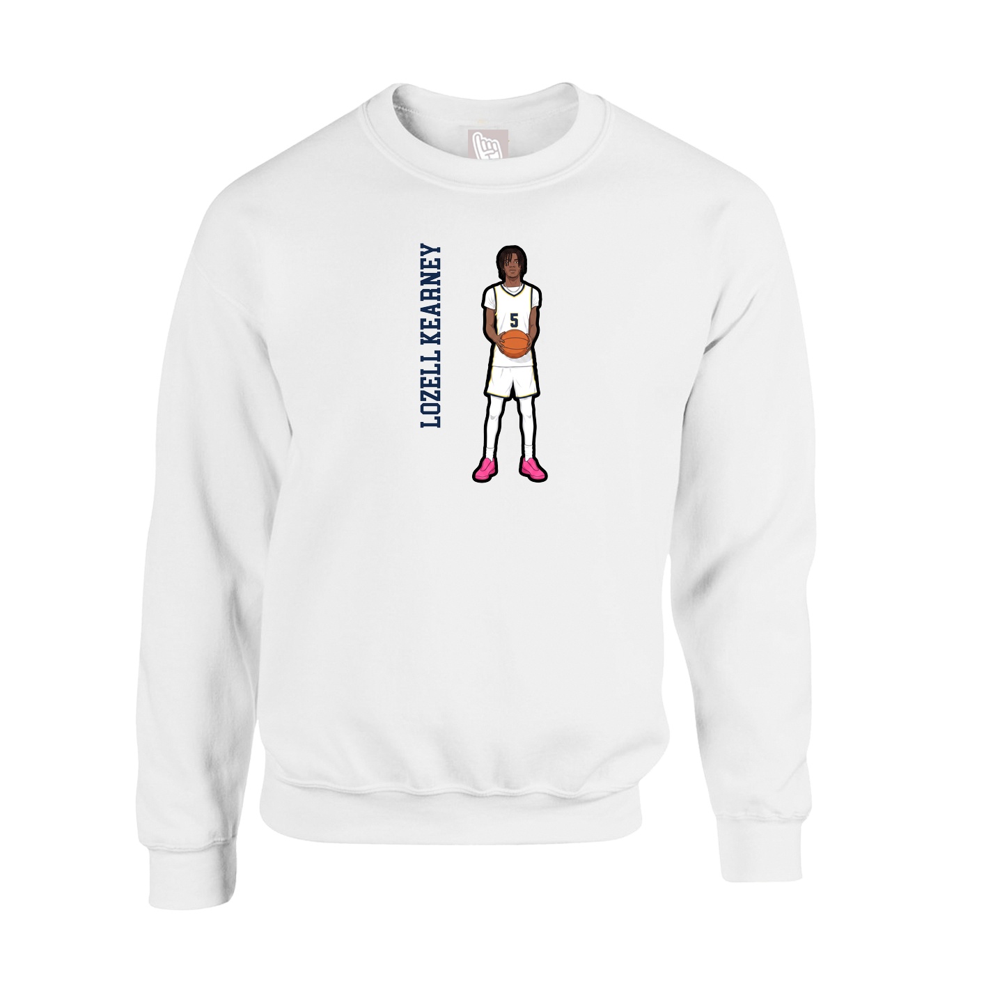 Fleece Crew — Name Vertical in White
