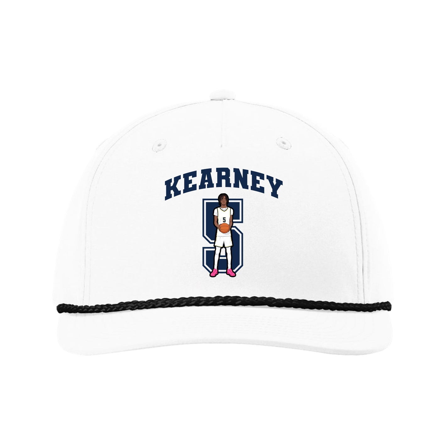 Five-Panel Classic Rope Cap — Number in White