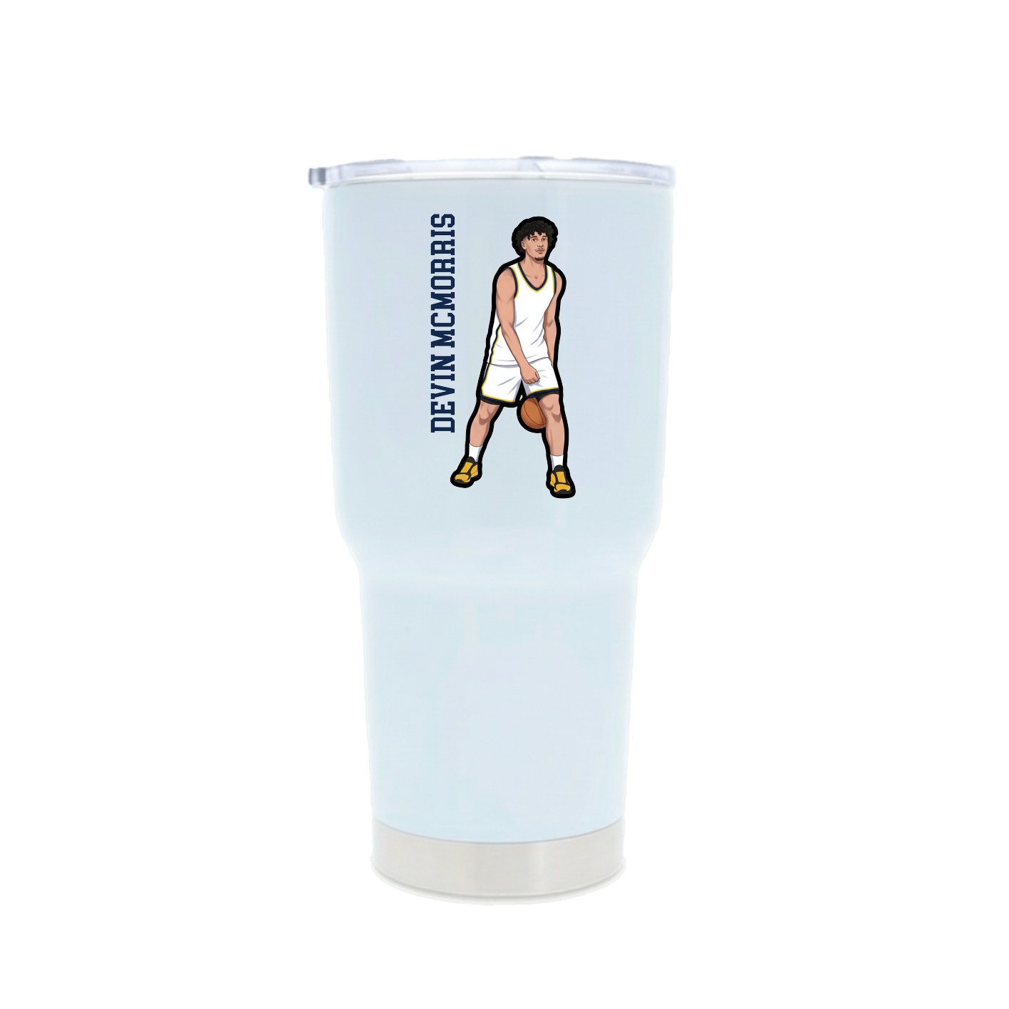 30oz Stainless Steel Tumbler — Name Vertical in White