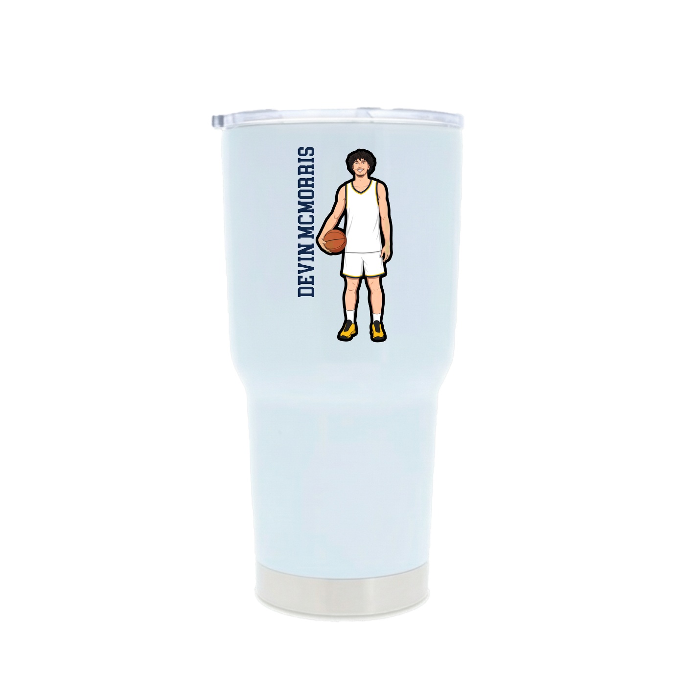 30oz Stainless Steel Tumbler — Name Vertical in White