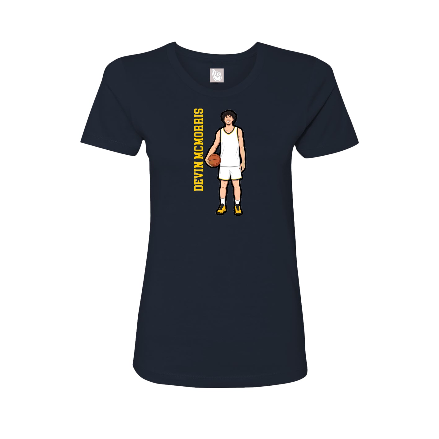 Fitted Women's Tee — Name Vertical in Navy
