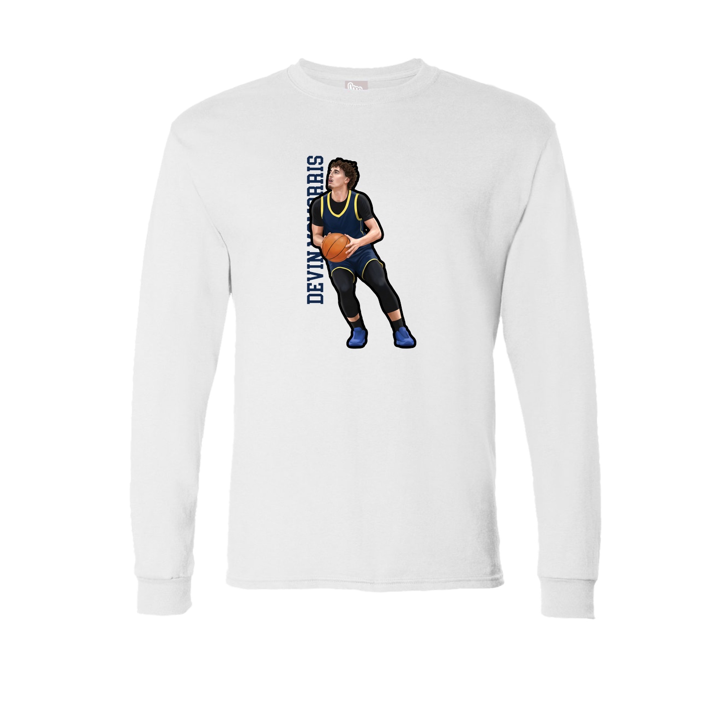 Long Sleeve Tee — Name Vertical in White