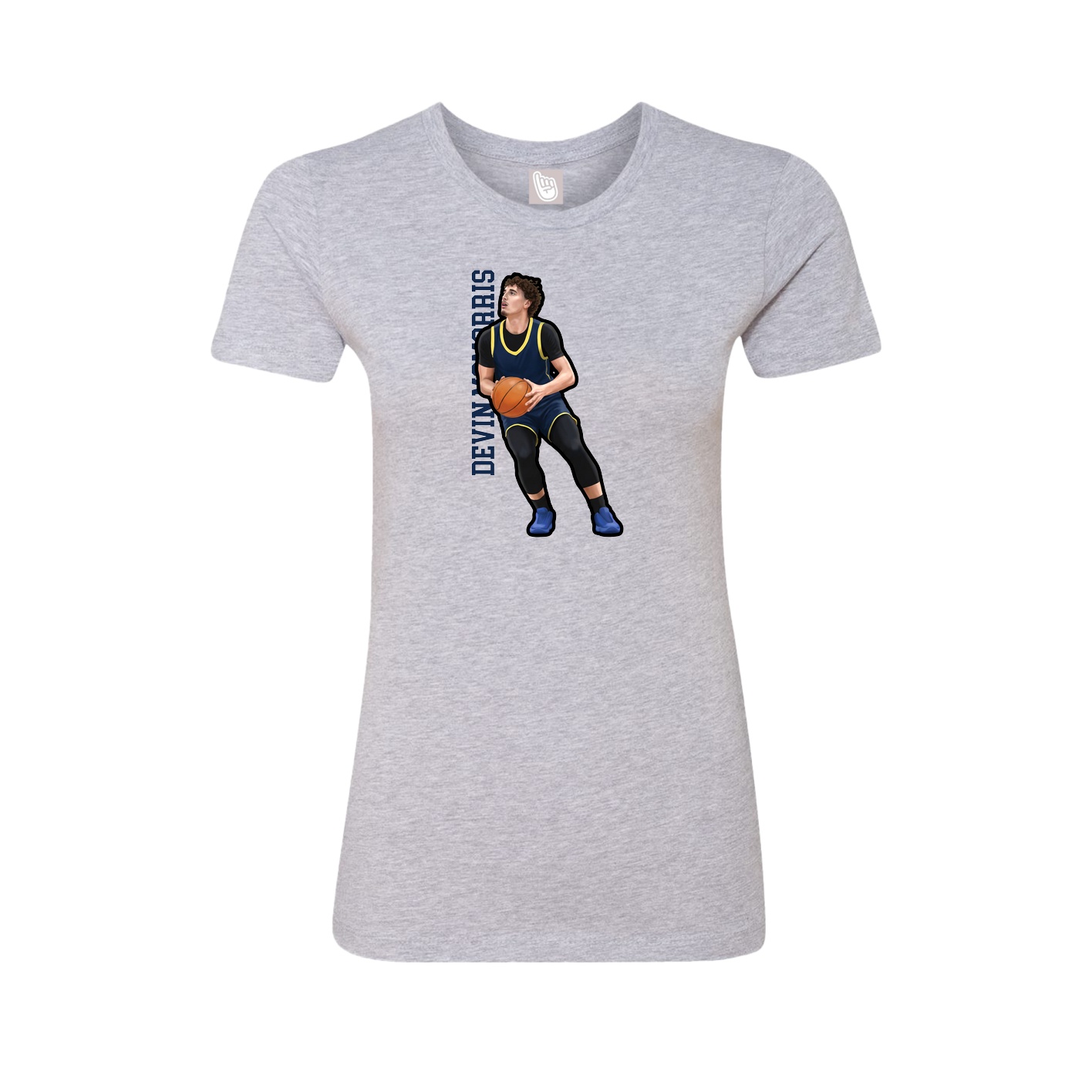 Fitted Women's Tee — Name Vertical in Grey