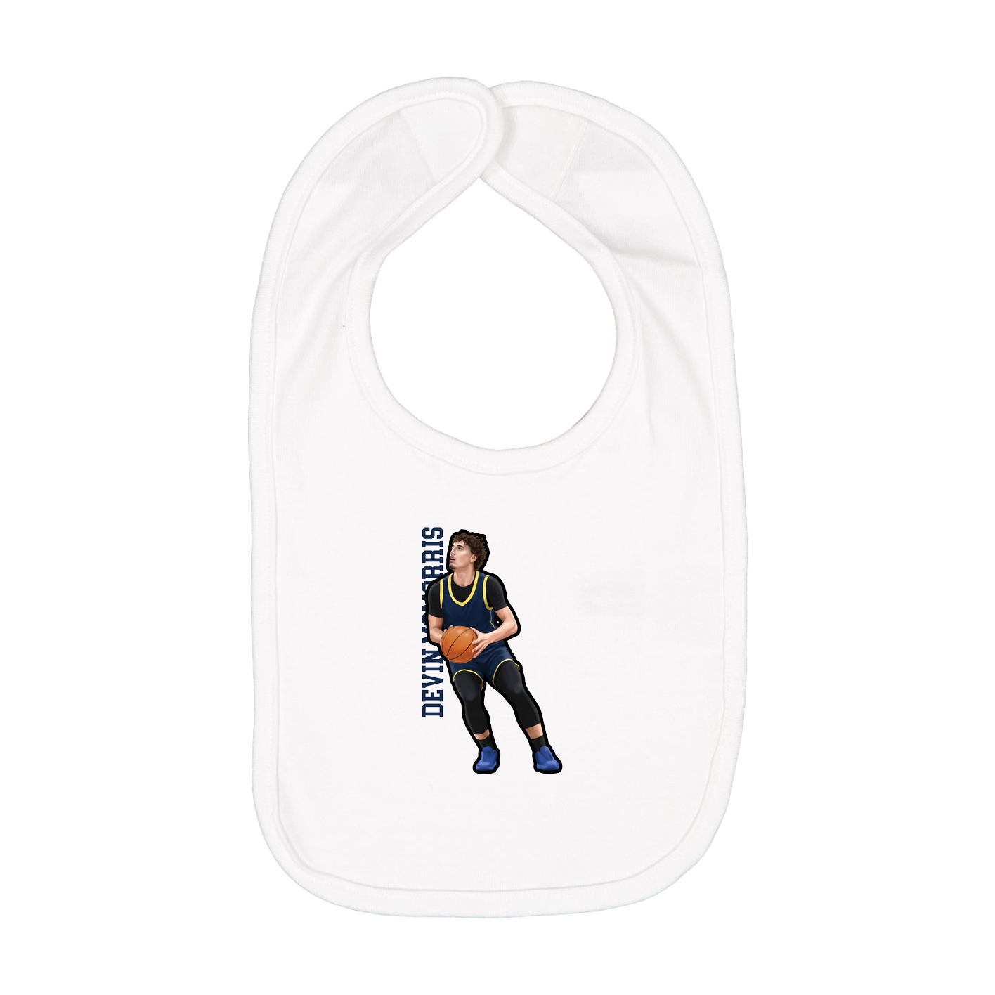 Infant Bib — Name Vertical in White