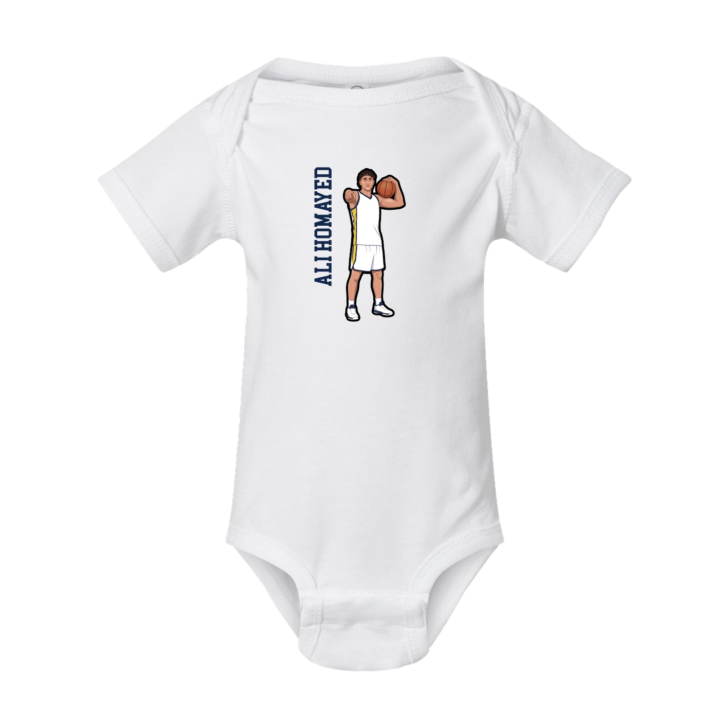 Baby Onesie — Name Vertical in White