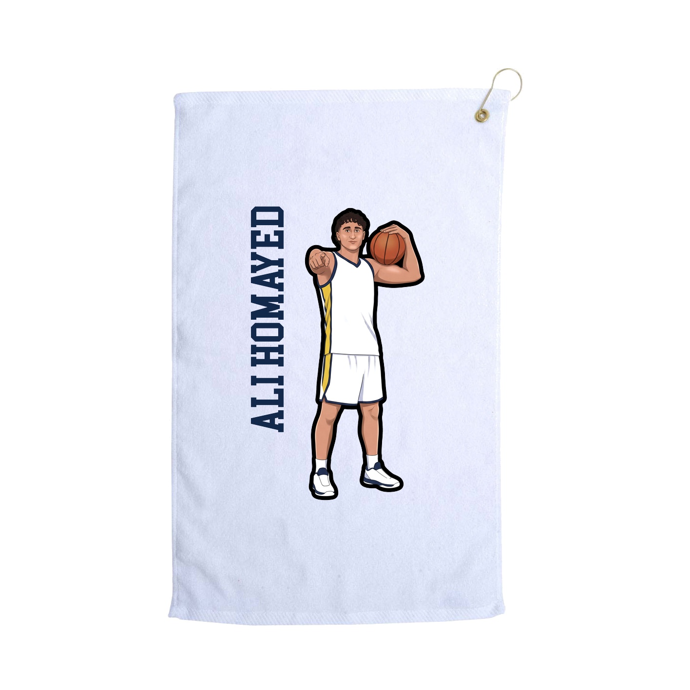 Golf Towel — Name Vertical in White