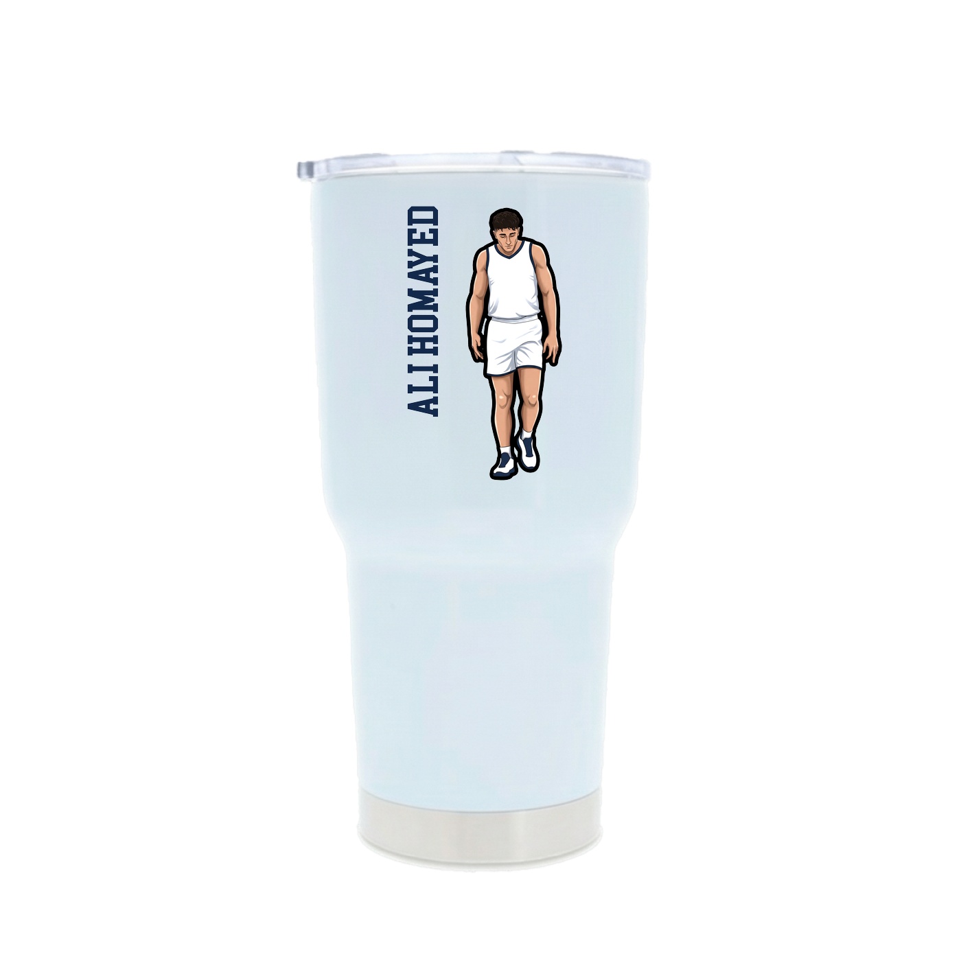 30oz Stainless Steel Tumbler — Name Vertical in White