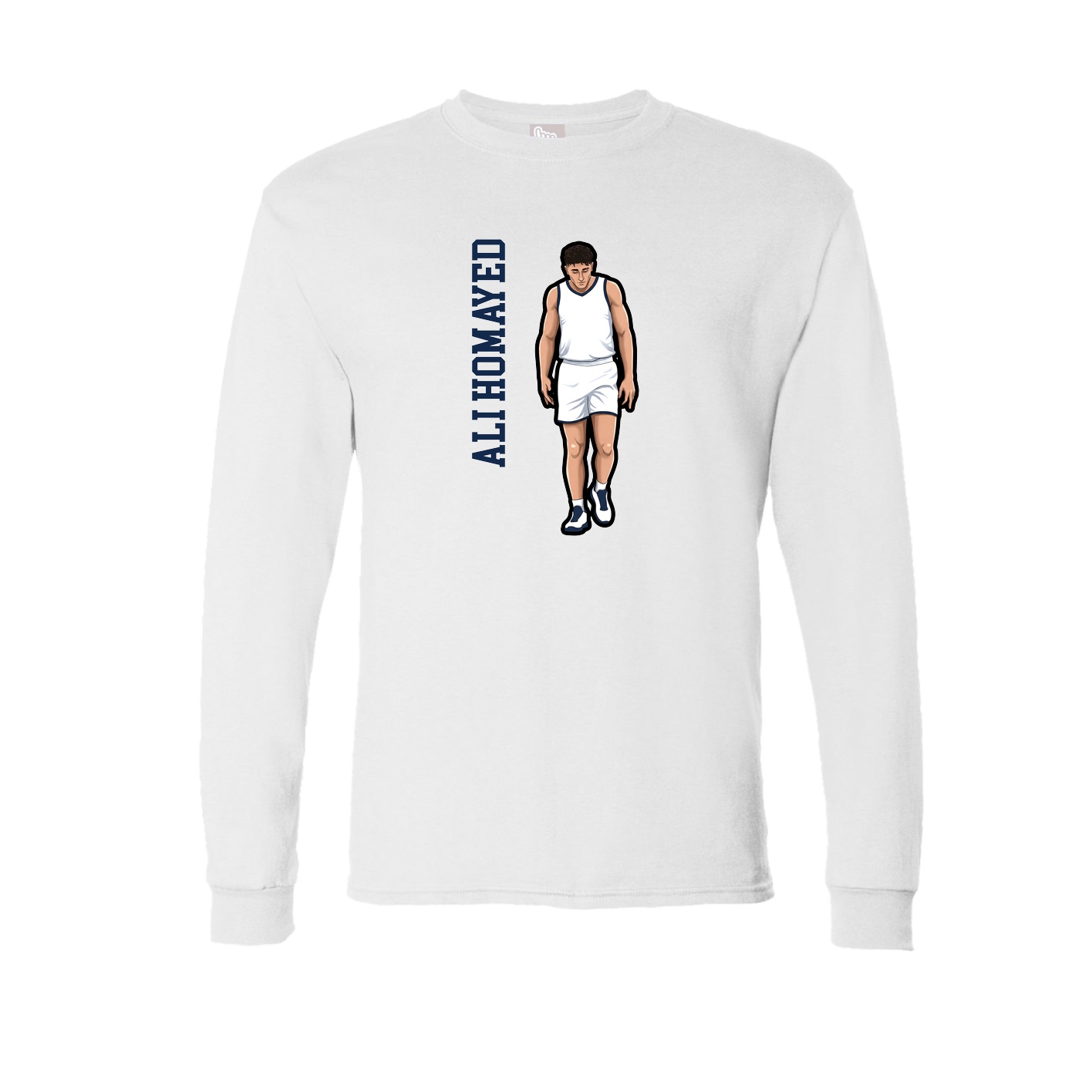 Long Sleeve Tee — Name Vertical in White