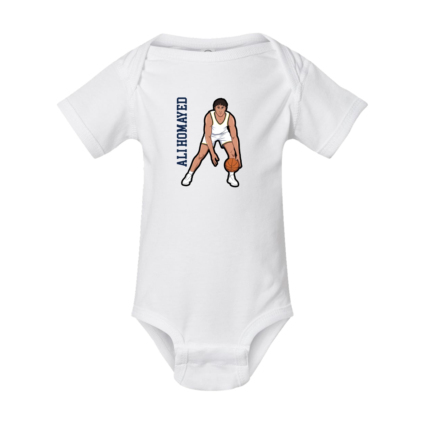 Baby Onesie — Name Vertical in White