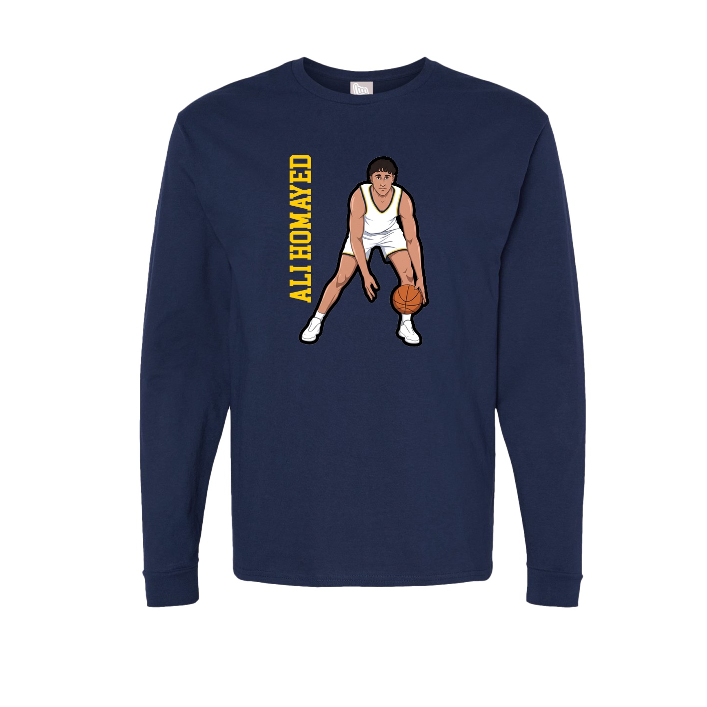 Long Sleeve Tee — Name Vertical in Navy