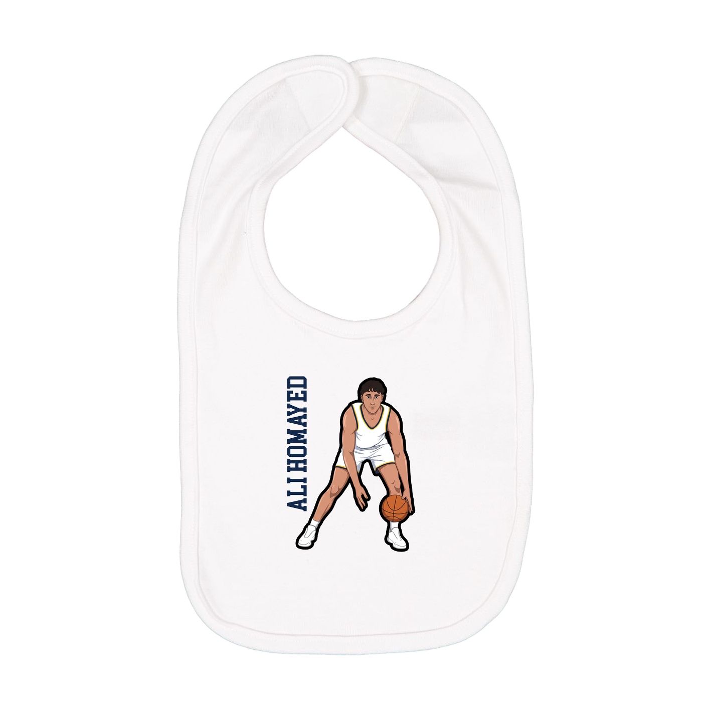 Infant Bib — Name Vertical in White