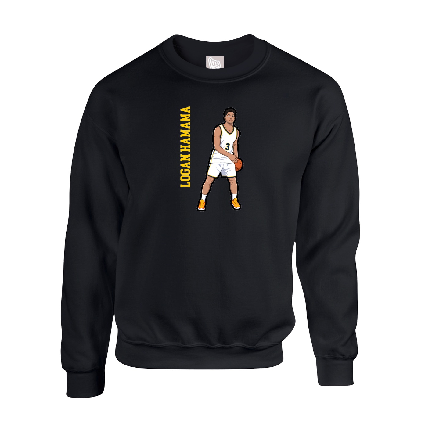 Fleece Crew — Name Vertical in Black