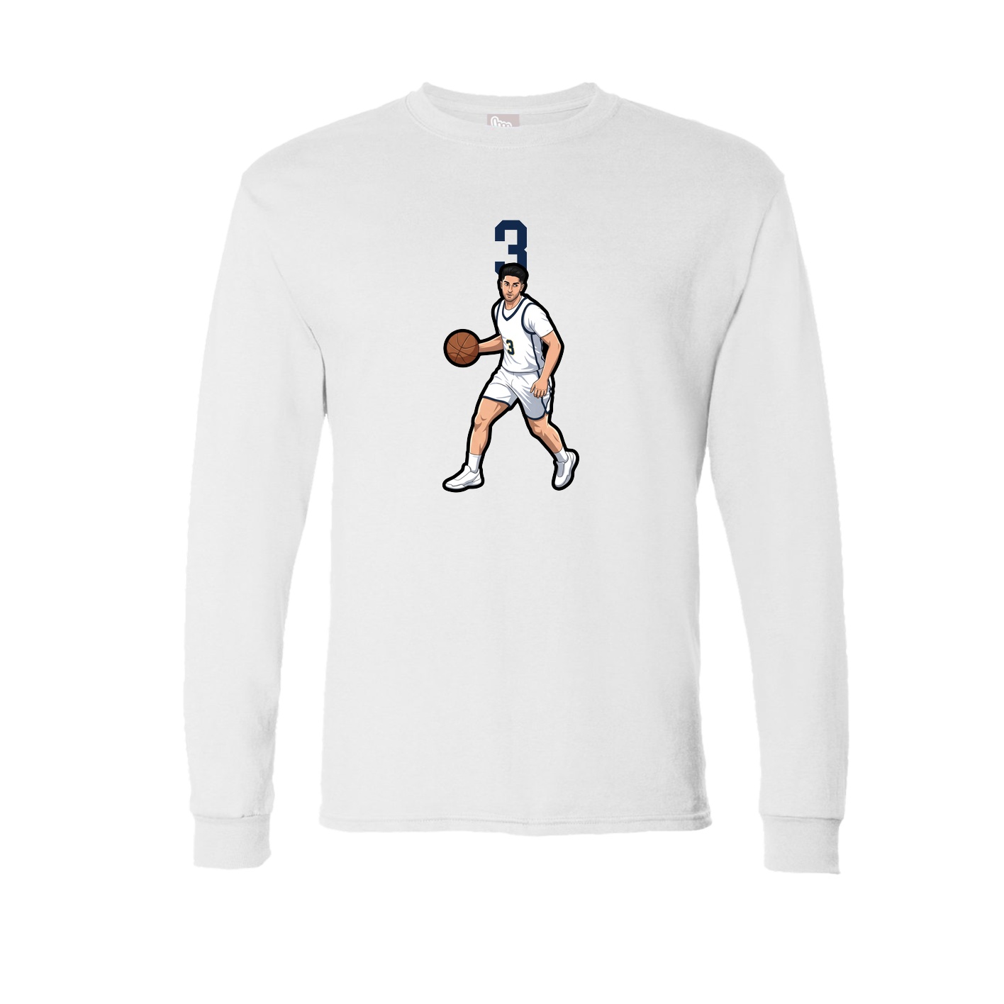 Long Sleeve Tee — Number Top in White