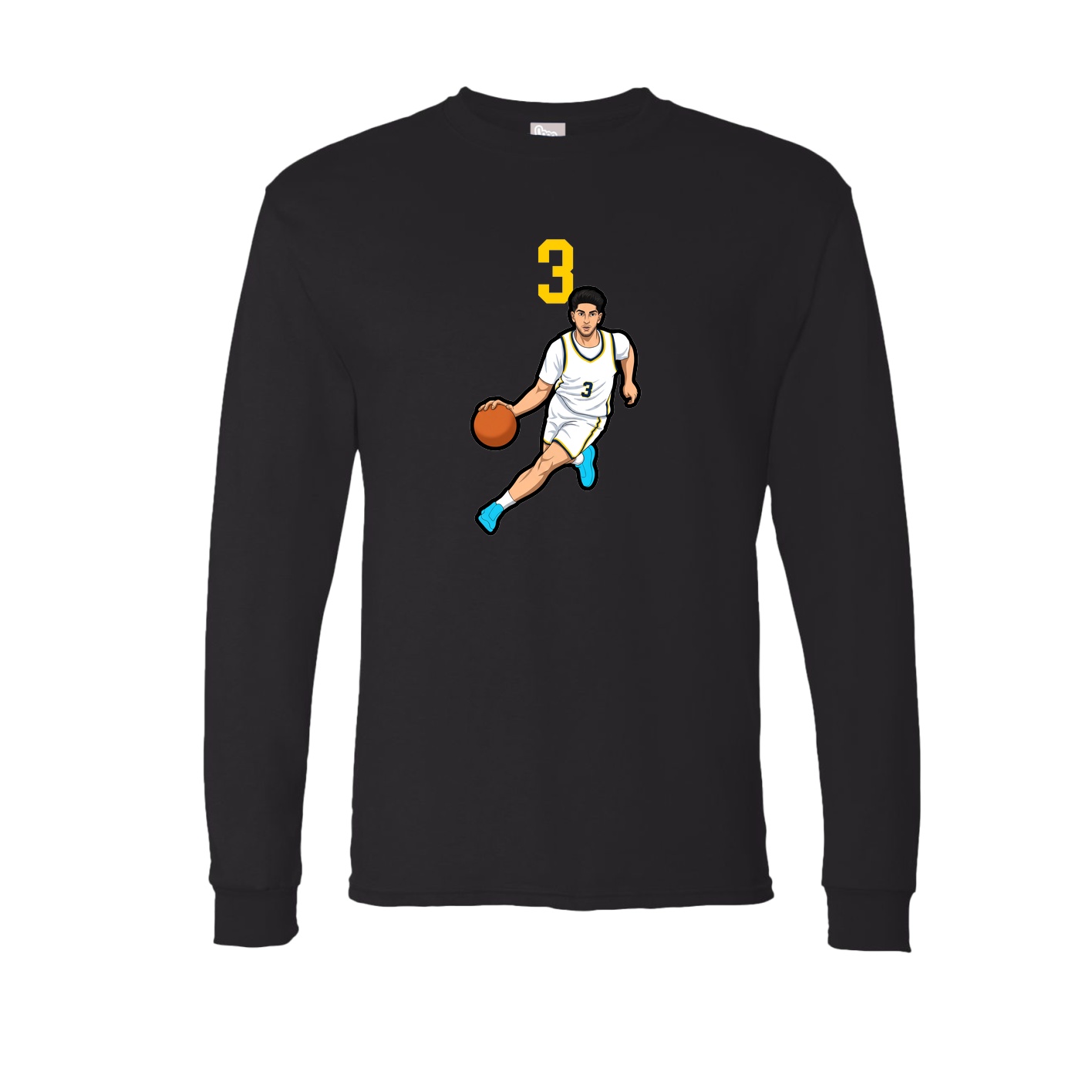 Long Sleeve Tee — Number Top in Black