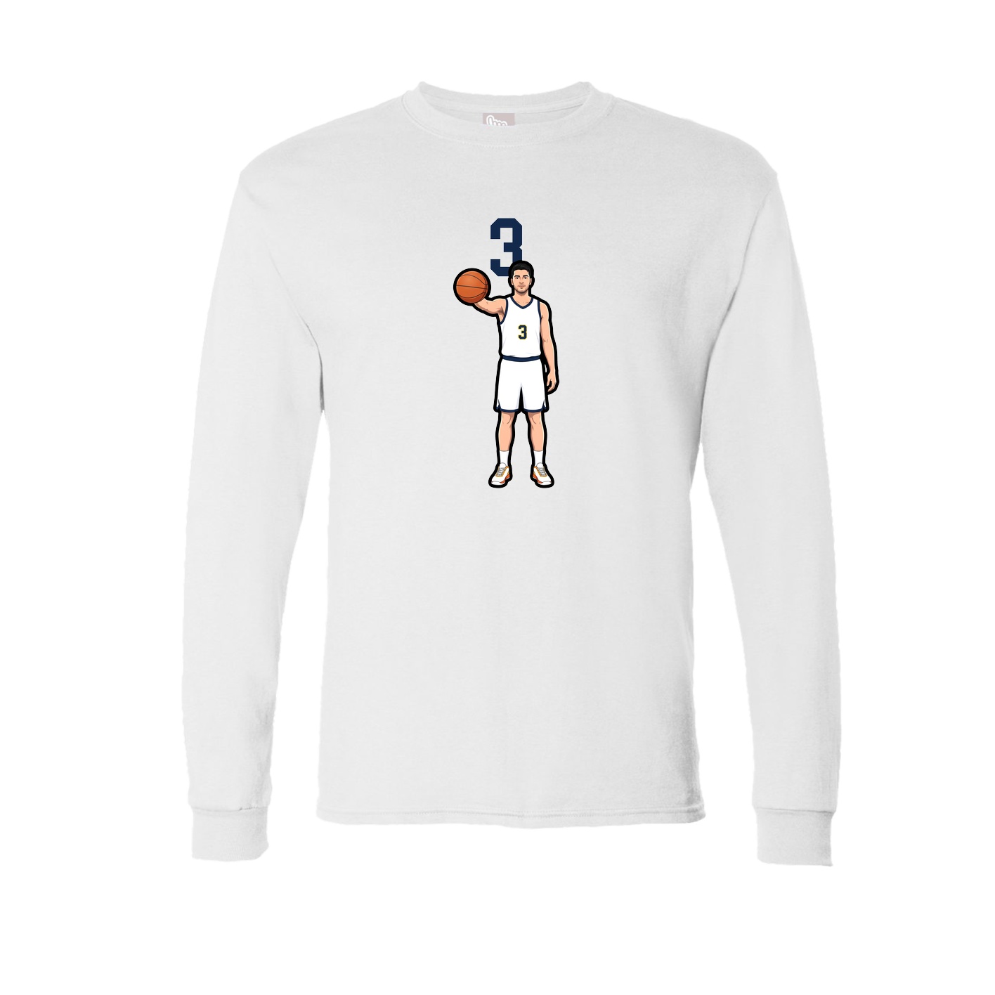 Long Sleeve Tee — Number Top in White