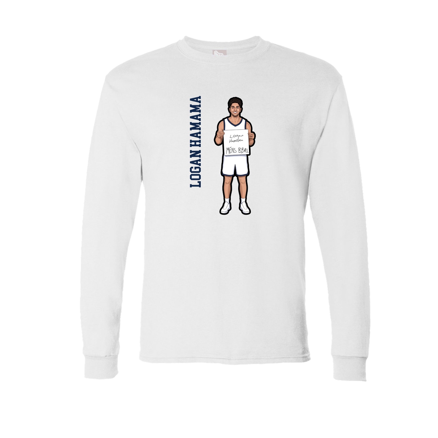 Long Sleeve Tee — Name Vertical in White
