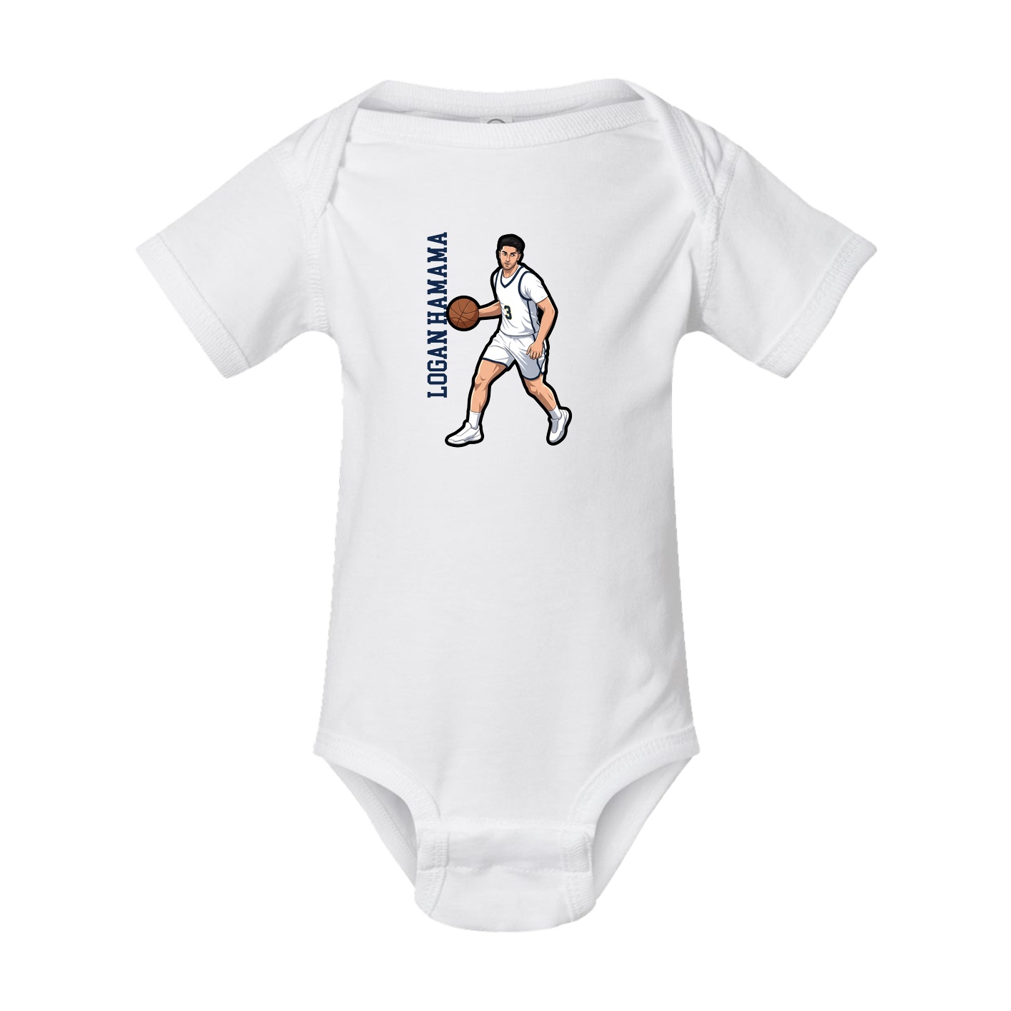 Baby Onesie — Name Vertical in White