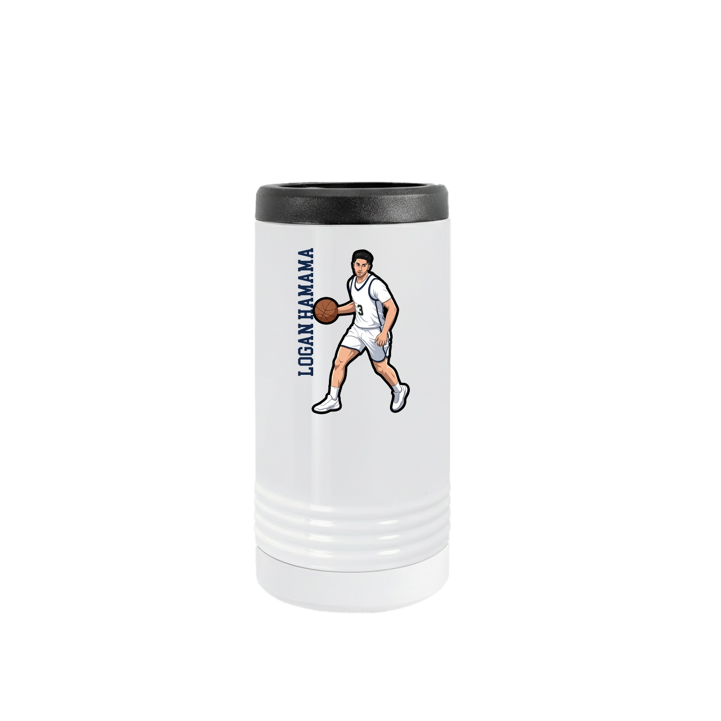 Slim Beverage Holder — Name Vertical in White