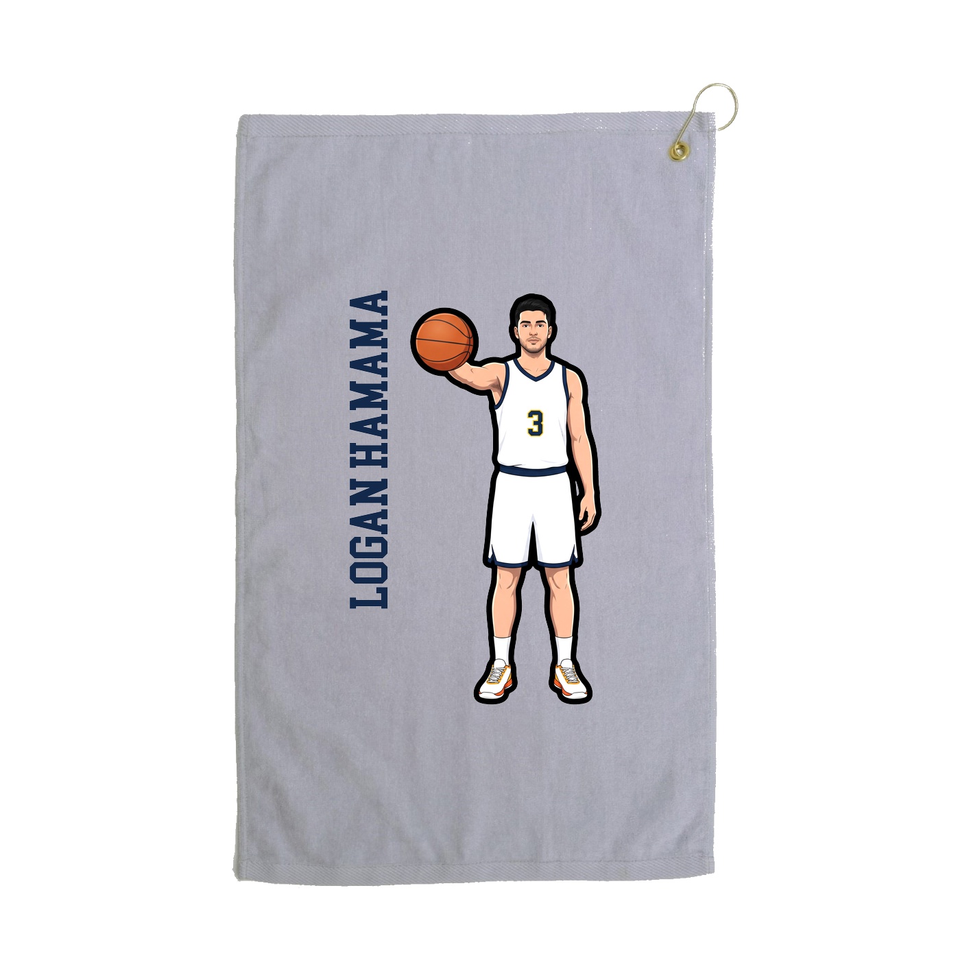 Golf Towel — Name Vertical in Grey