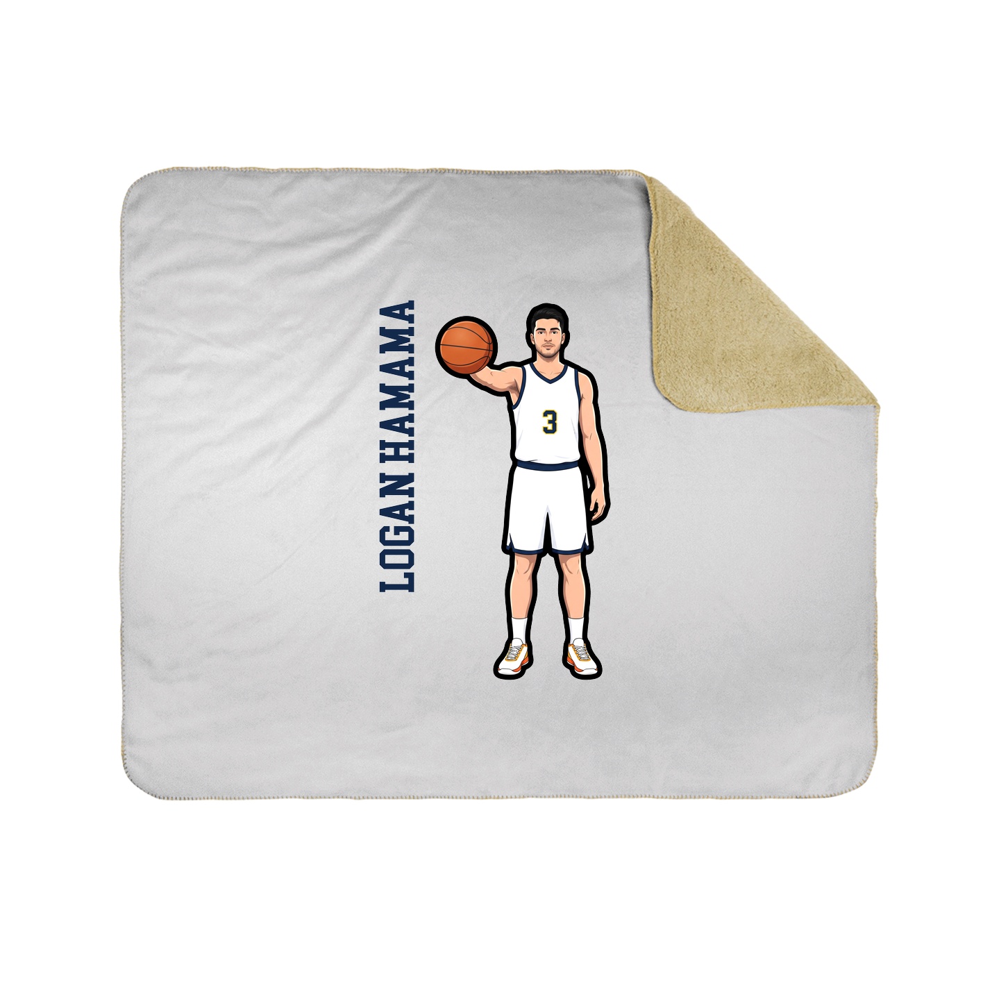 Throw Blanket — Name Vertical in White