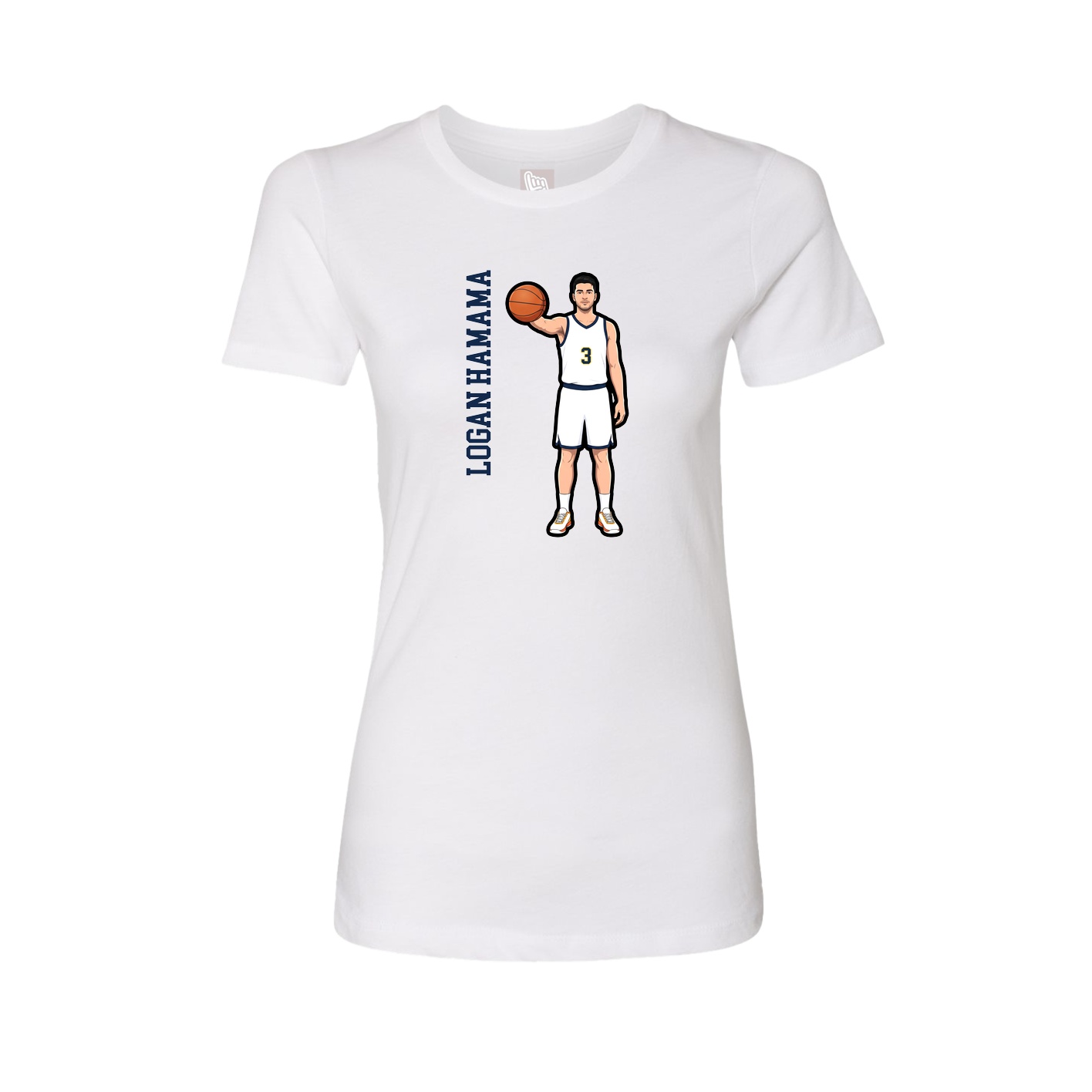 Womens Tee — Name Vertical in White
