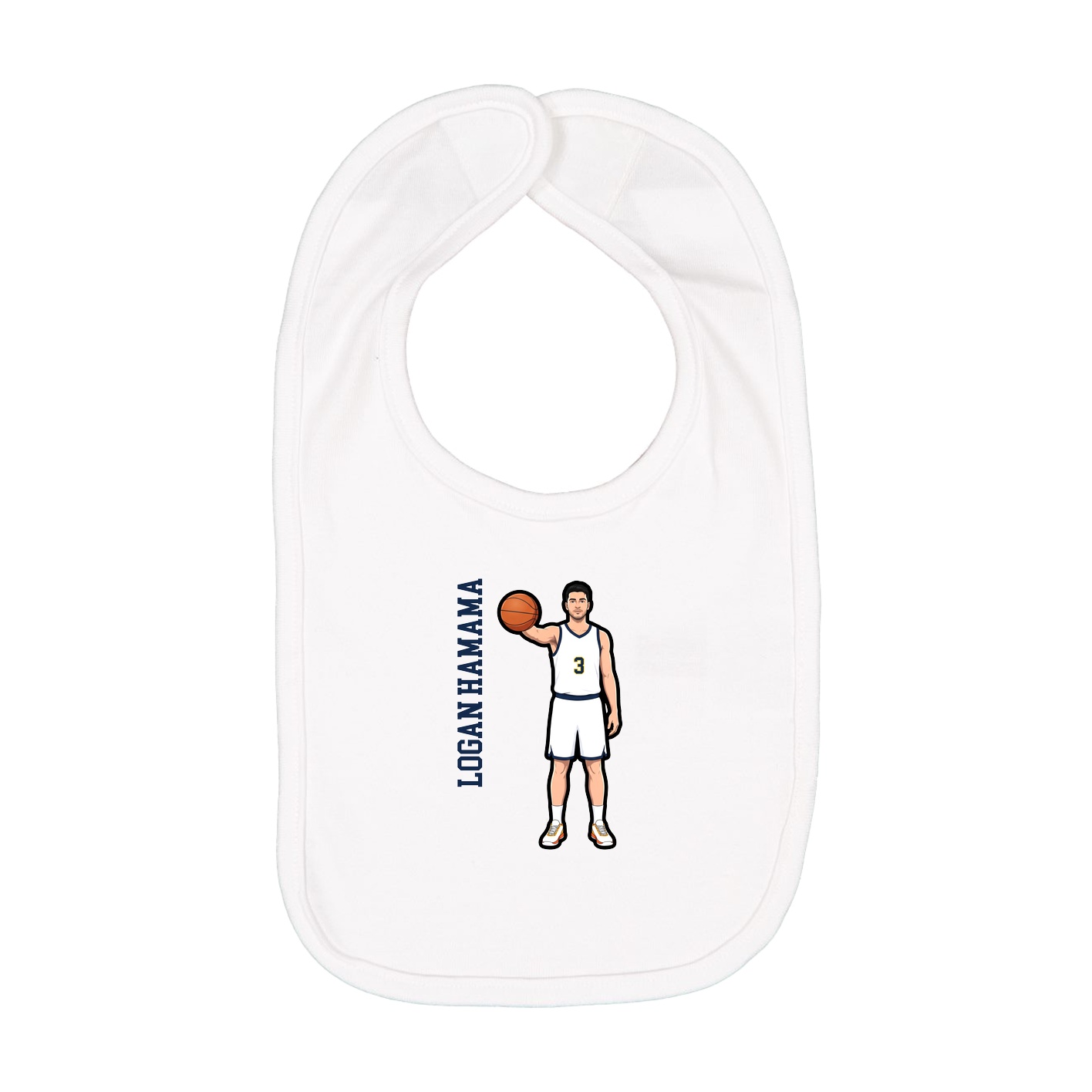 Infant Bib — Name Vertical in White