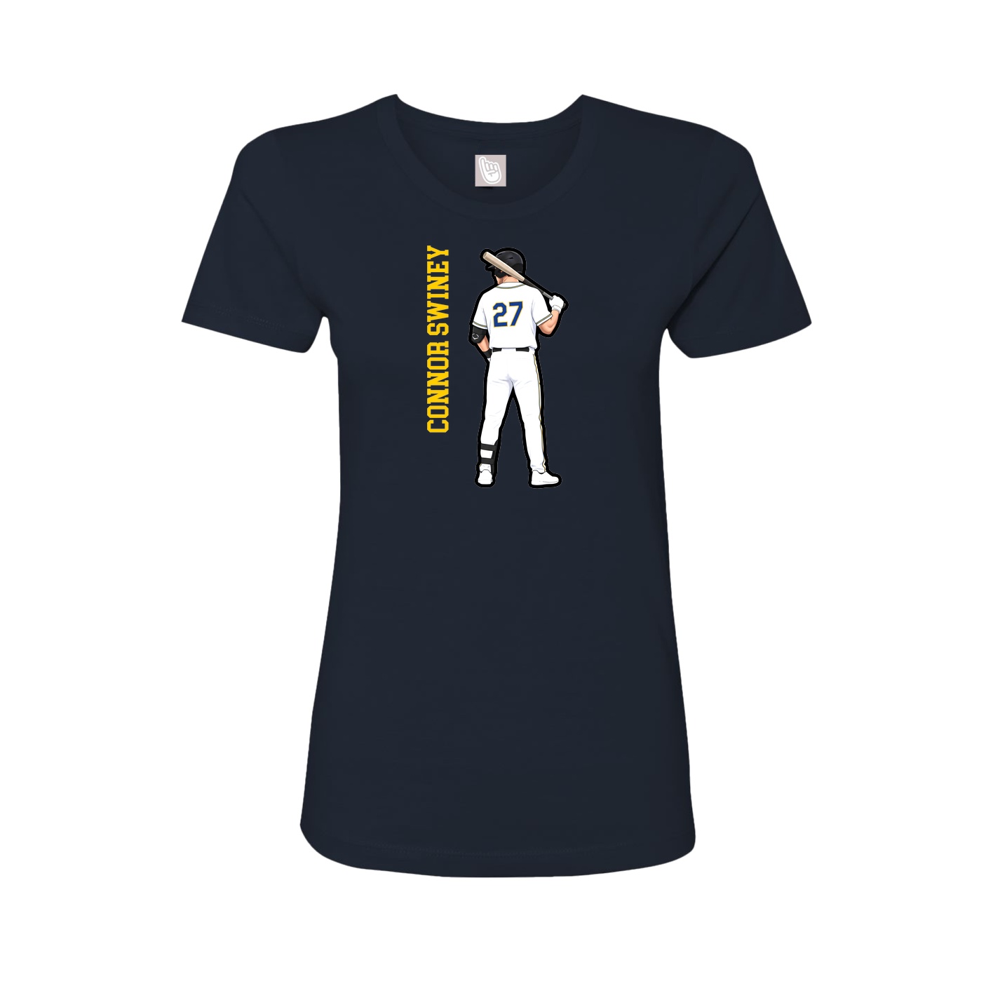 Fitted Women's Tee — Name Vertical in Navy
