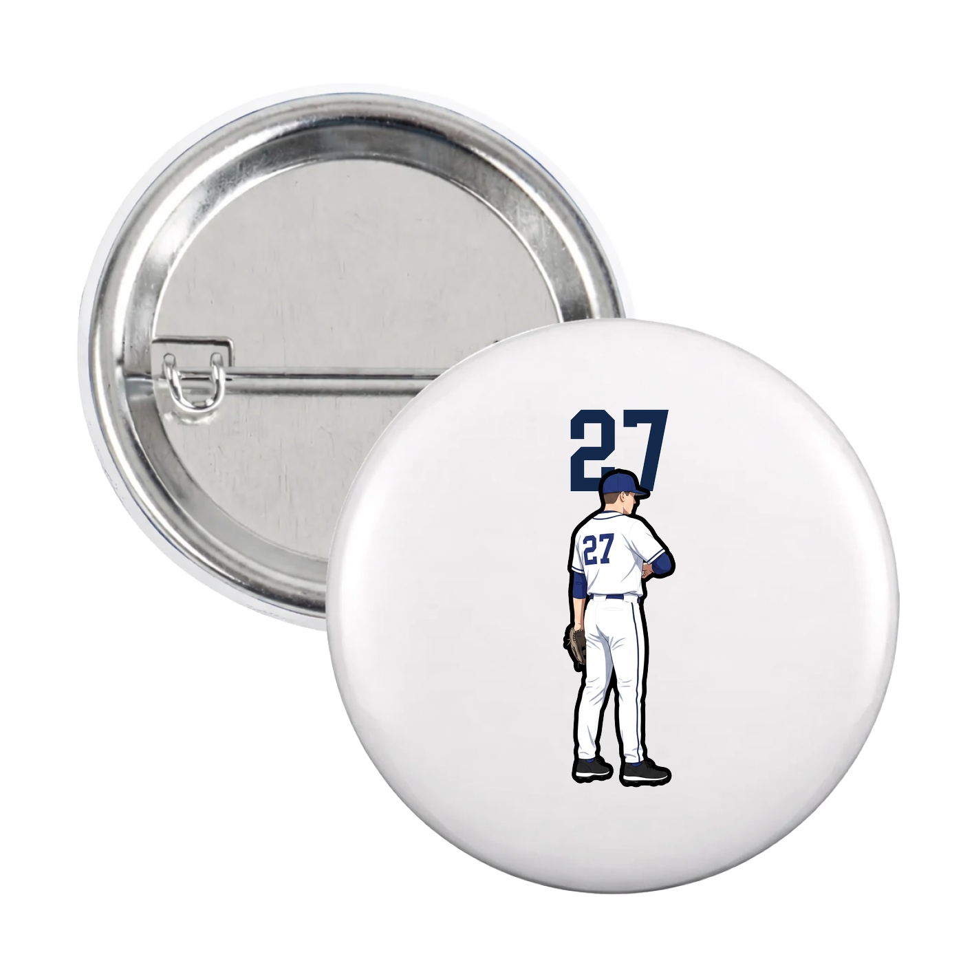 Game Day Button — Number Top in White