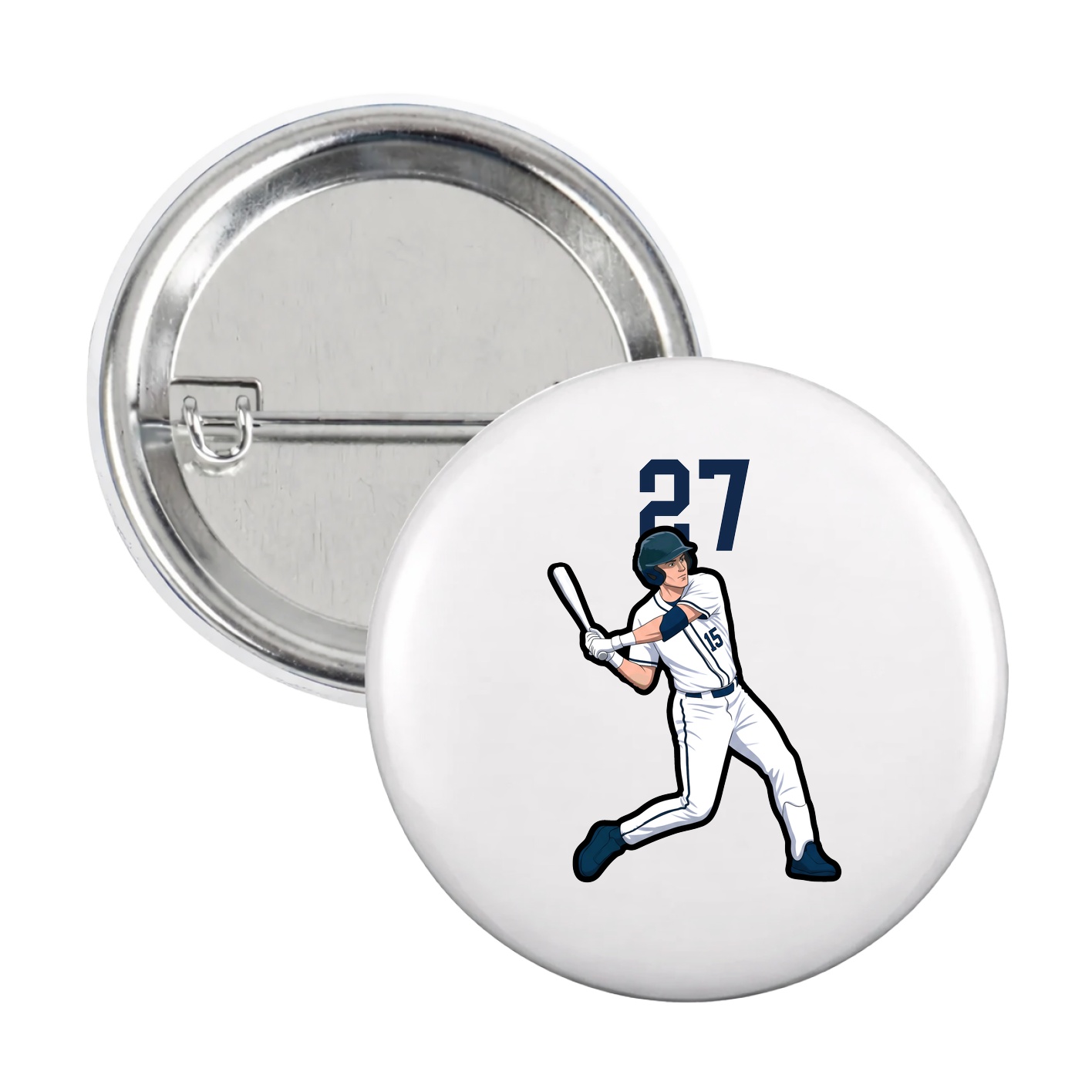 Game Day Button — Number Top in White