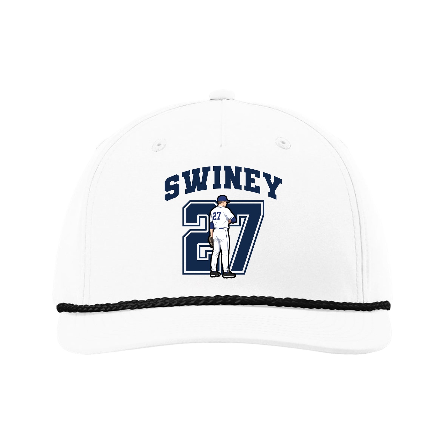 Five-Panel Classic Rope Cap — Number in White