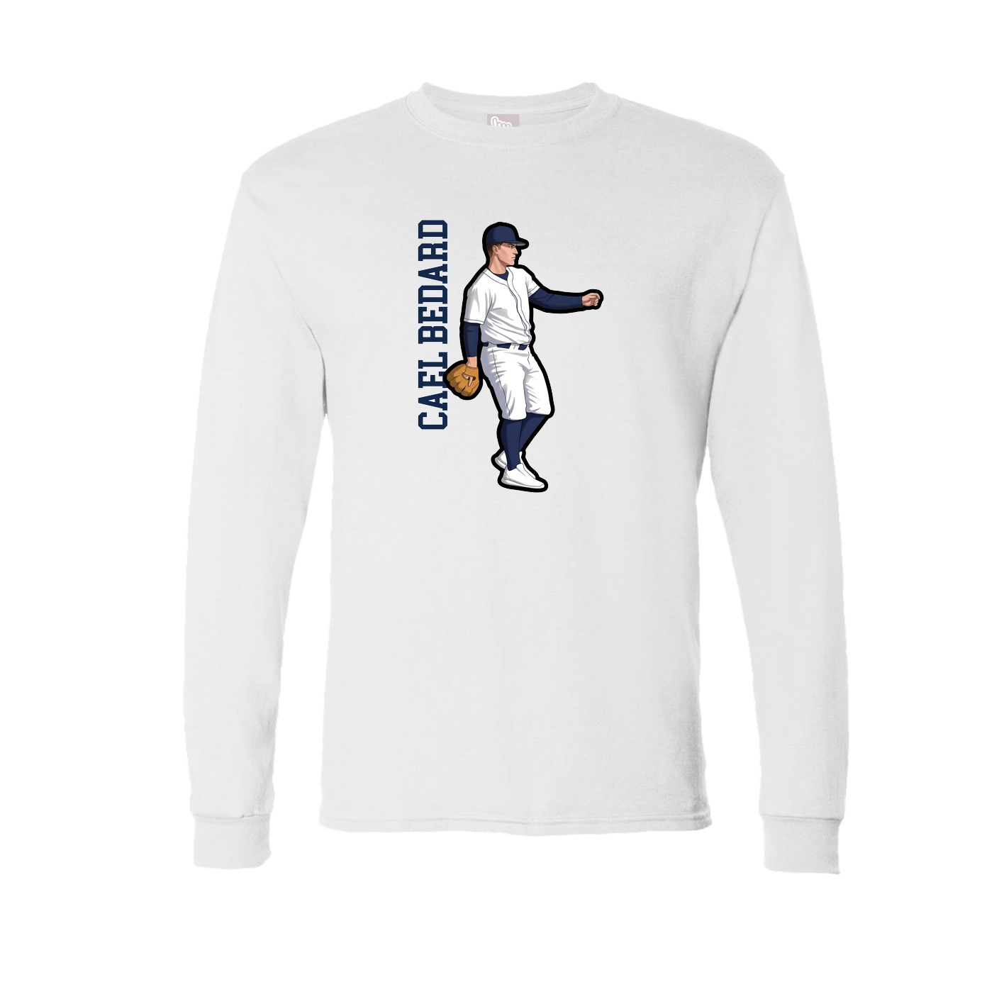 Long Sleeve Tee — Name Vertical in White