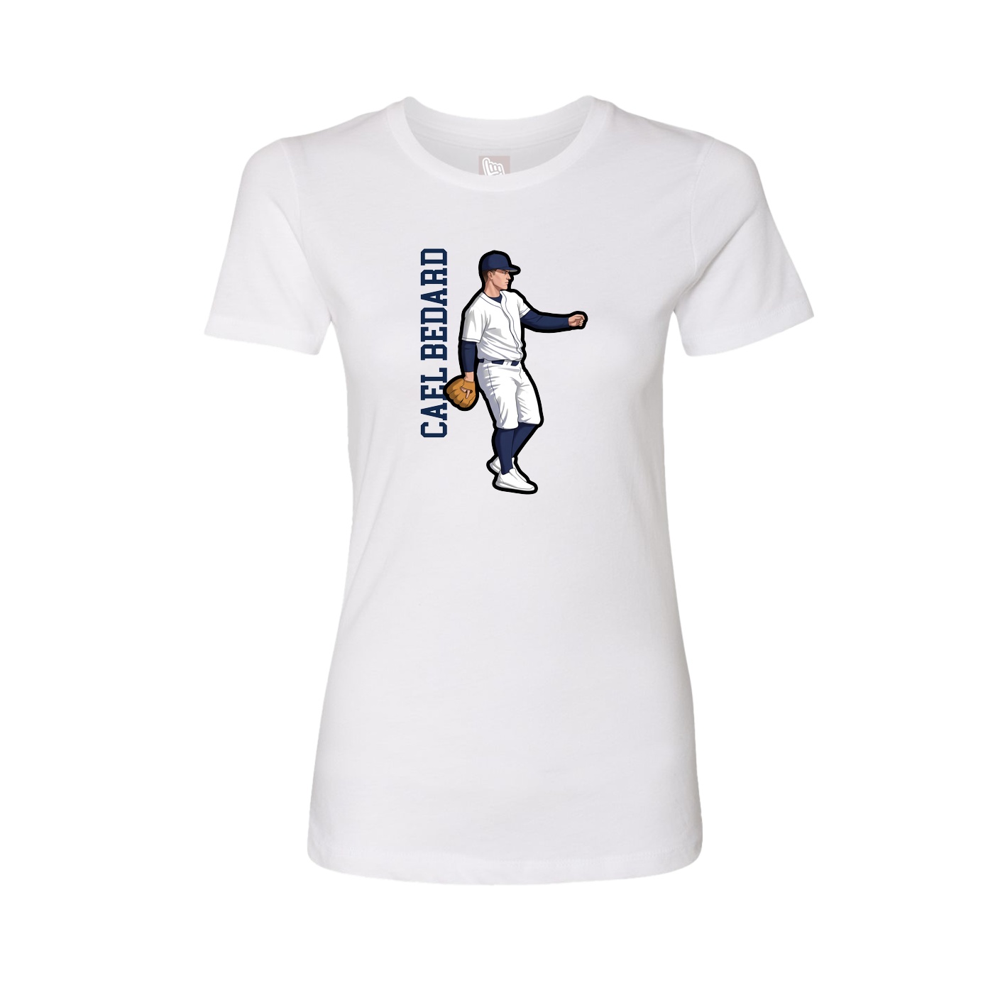 Fitted Women's Tee — Name Vertical in White
