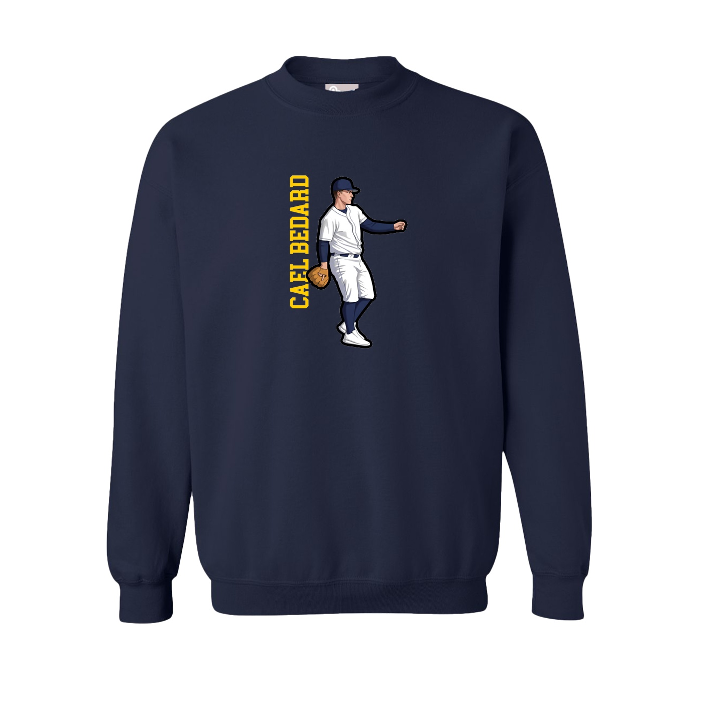 Fleece Crew — Name Vertical in Navy