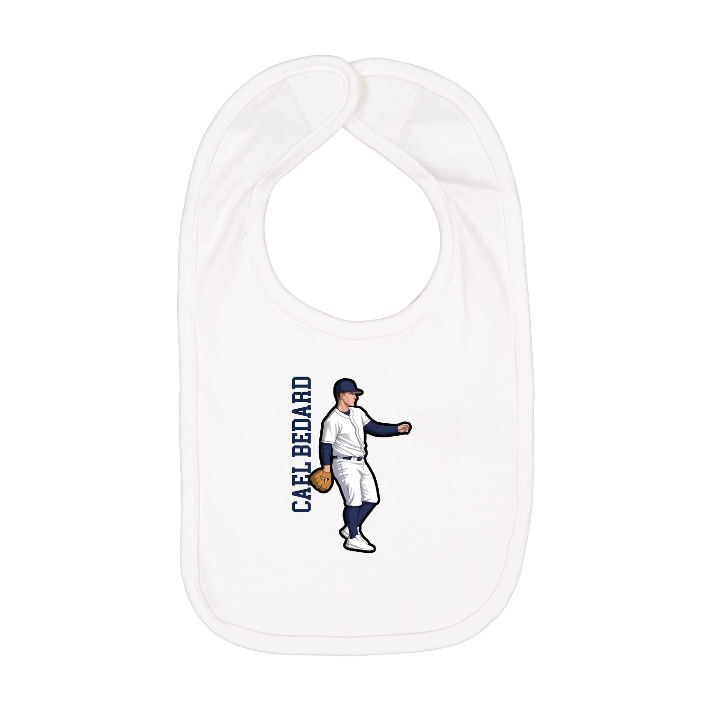Infant Bib — Name Vertical in White