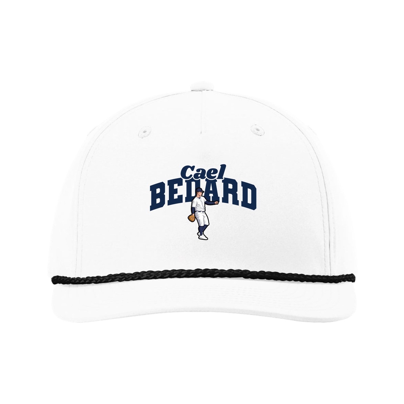 Five-Panel Classic Rope Cap — Signature Arch in White
