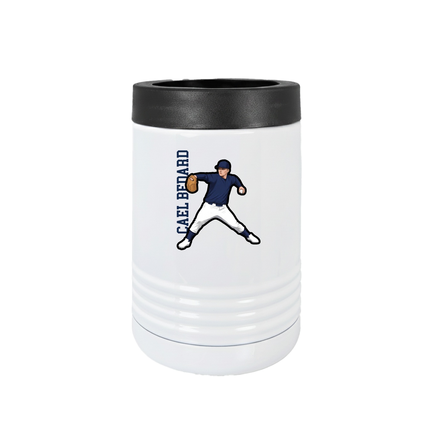 Beverage Holder — Name Vertical in White