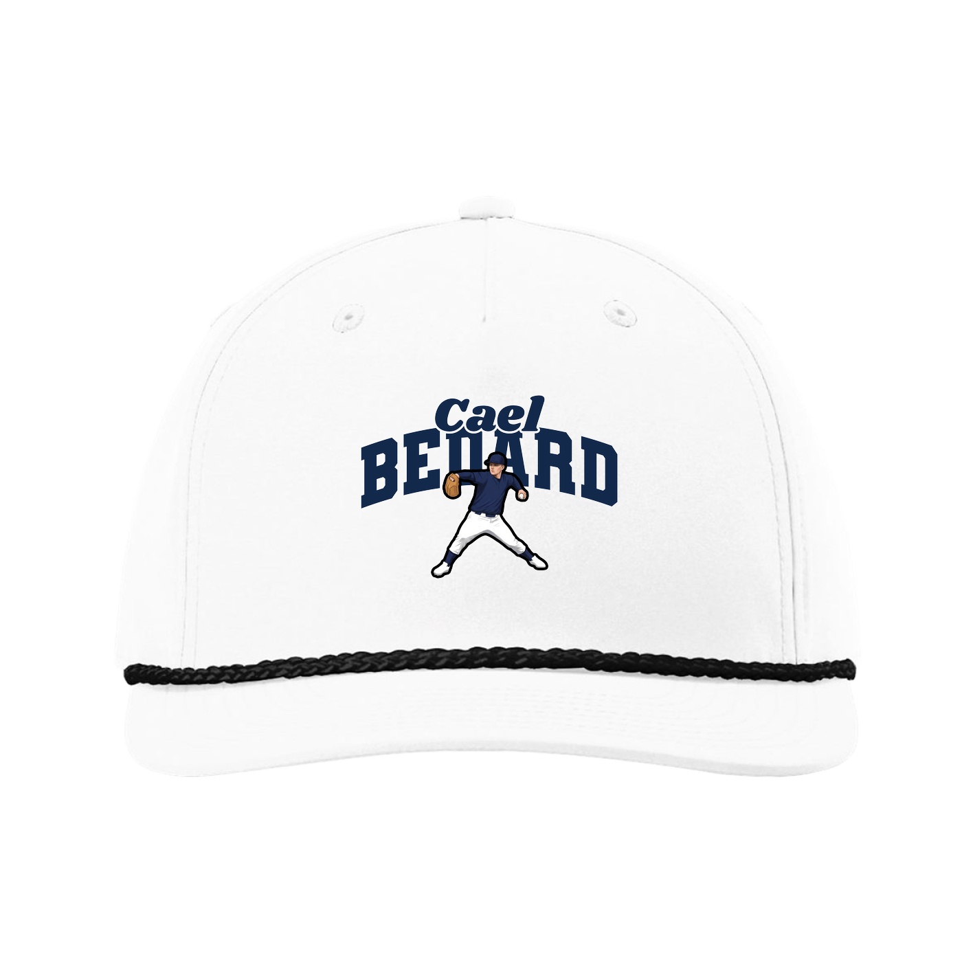 Five-Panel Classic Rope Cap — Signature Arch in White