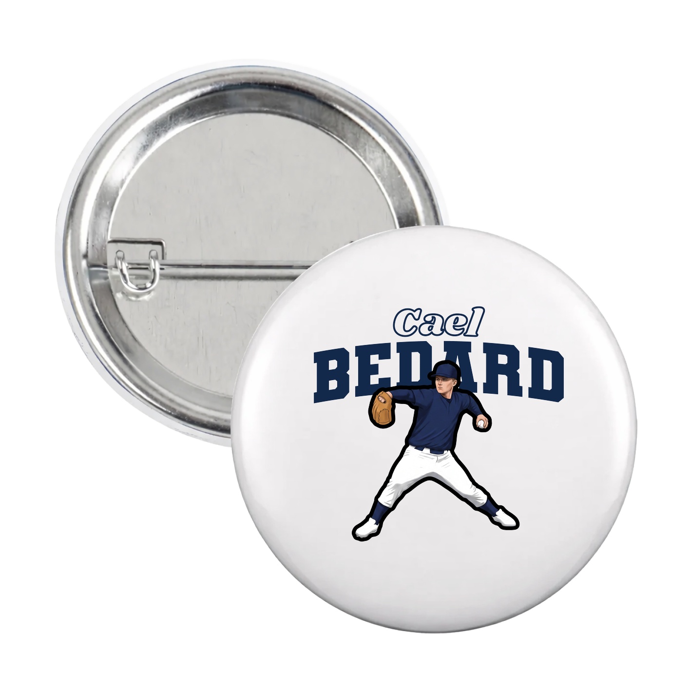 Game Day Button — Name Arch in White