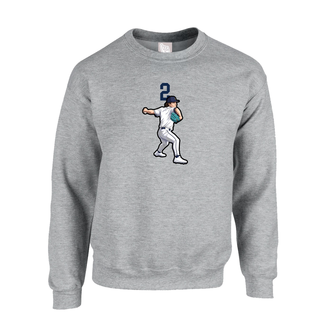 Fleece Crew — Number Top in Grey