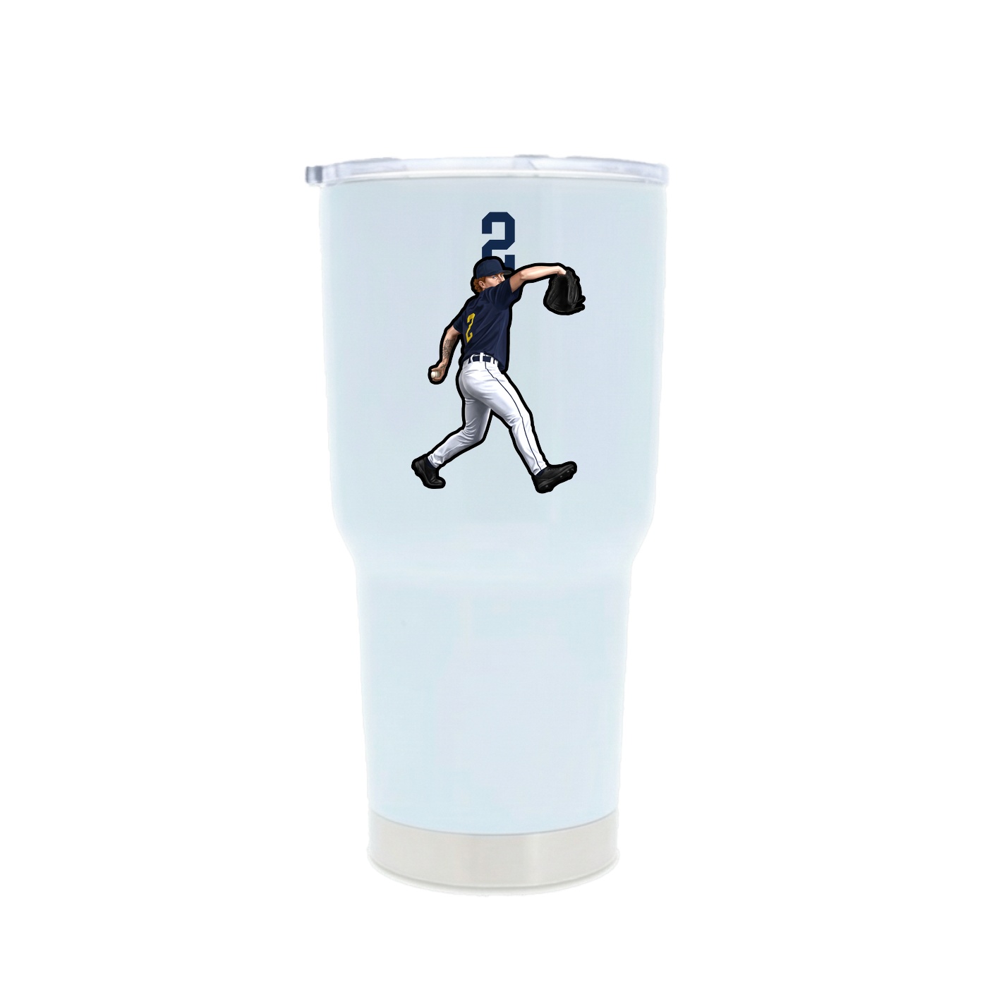 30oz Stainless Steel Tumbler — Number Top in White