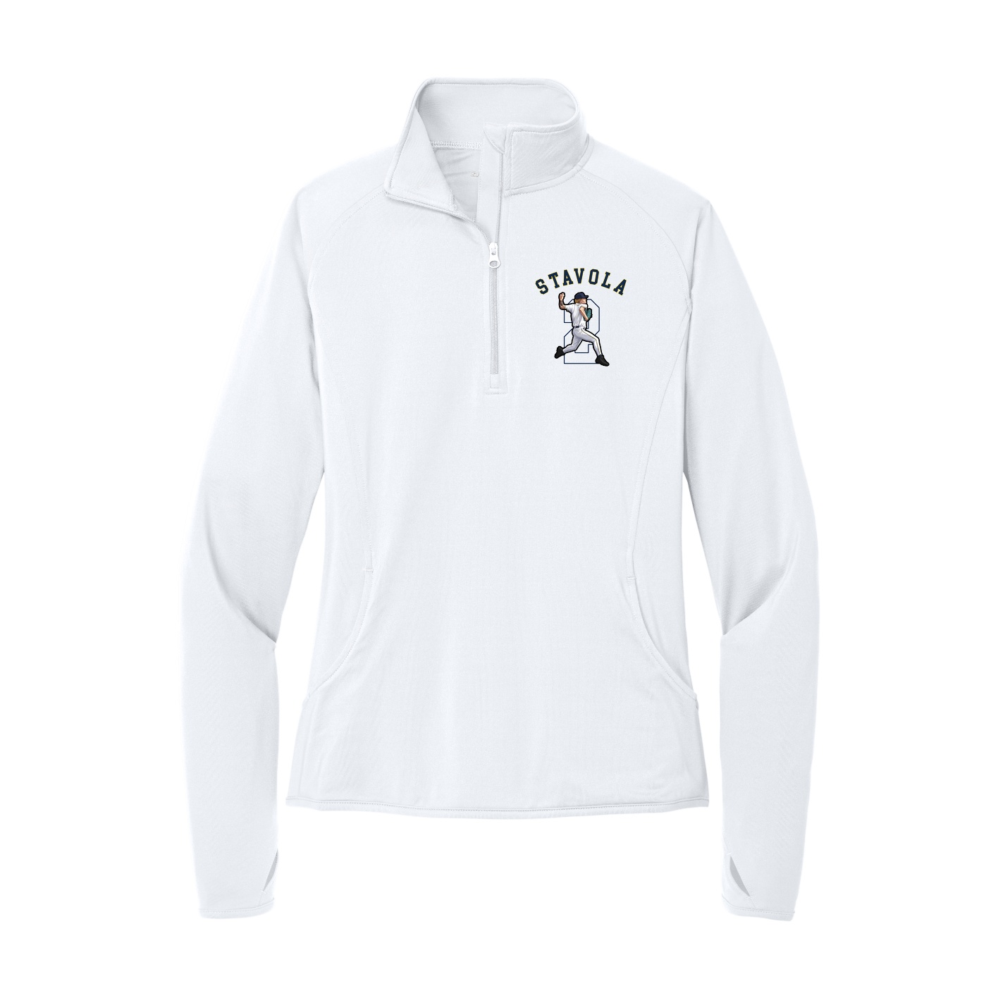 Women's Q-Zip Pullover — Shirsey Arch in White