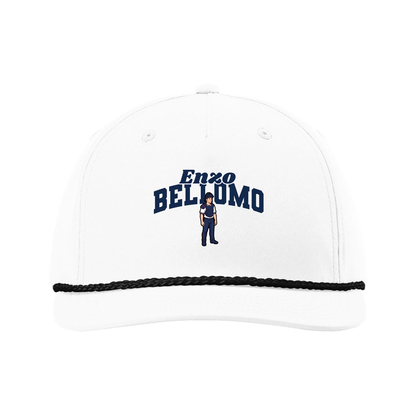 Five-Panel Classic Rope Cap — Signature Arch in White